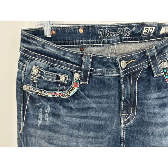 Miss Me WOMENS 30X34 Mid Rise Slim Fit Boot Jeans Sequins - Picture 6 of 6